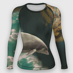 Рашгард женский Дельфин в облаках, цвет: 3D-принт
