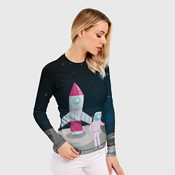 Рашгард женский Астронавт покоряет космос, цвет: 3D-принт — фото 2