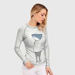 Рашгард женский Акула в свитере, цвет: 3D-принт — фото 2