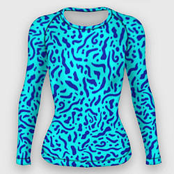 Рашгард женский Неоновые синие узоры, цвет: 3D-принт