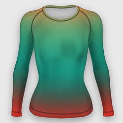 Рашгард женский Красно-бирюзовый градиент, цвет: 3D-принт