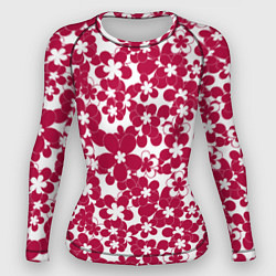 Рашгард женский Бело-красный цветочный, цвет: 3D-принт