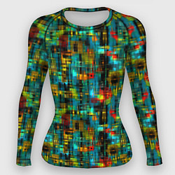 Рашгард женский Разноцветные штрихи на бирюзе, цвет: 3D-принт