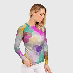 Рашгард женский Абстрактный разноцветный узор, цвет: 3D-принт — фото 2