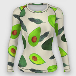 Рашгард женский Авокадо - фруктовый паттерн, цвет: 3D-принт