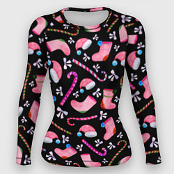 Женский рашгард Новогодняя ночь, акварельный узор