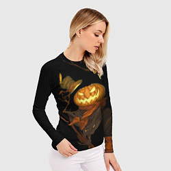Рашгард женский Приветливая тыква на Хэллоуин, цвет: 3D-принт — фото 2