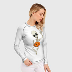 Рашгард женский Скелет в тыкве, цвет: 3D-принт — фото 2