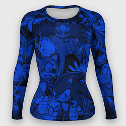 Рашгард женский SONIC BLUE PATTERN СИНИЙ ЁЖ, цвет: 3D-принт