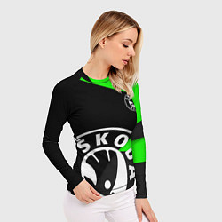 Рашгард женский SKODA GEOMETRY SPORT GREEN, цвет: 3D-принт — фото 2
