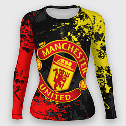 Рашгард женский MANCHESTER UNITED, БРЫЗГИ КРАСОК, цвет: 3D-принт