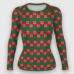 Рашгард женский Knitted Snowflake Pattern, цвет: 3D-принт