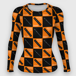 Рашгард женский Black Orange Squares, цвет: 3D-принт