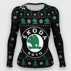 Рашгард женский SKODA, ШКОДА НОВОГОДНИЙ, цвет: 3D-принт