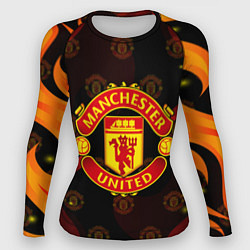 Рашгард женский MANCHESTER UNITED FIRE STYLE SPORT ПЛАМЯ, цвет: 3D-принт