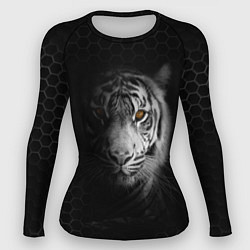 Рашгард женский Тигр черно-белый соты, цвет: 3D-принт