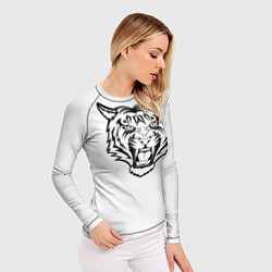 Рашгард женский Черно белый тигр, цвет: 3D-принт — фото 2