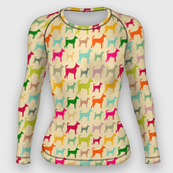 Рашгард женский Собаки Разноцветные, цвет: 3D-принт