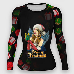 Женский рашгард Merry Christmas Снегурочка с подарком
