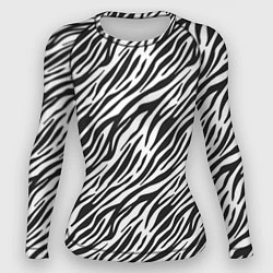 Рашгард женский Чёрно-Белые полоски Зебры, цвет: 3D-принт