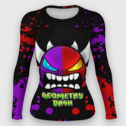 Женский рашгард GEOMETRY DASH DEMONS LEVELS, БРЫЗГИ КРАСОК