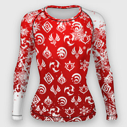 Рашгард женский НОВОГОДНИЕ СТИХИИ ГЕНШИН ИМПАКТ, НОВЫЙ ГОД, цвет: 3D-принт