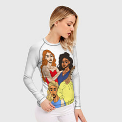 Рашгард женский Четыре девушки разных национальностей с витилиго, цвет: 3D-принт — фото 2