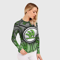 Рашгард женский Skoda Carbone Pattern, цвет: 3D-принт — фото 2