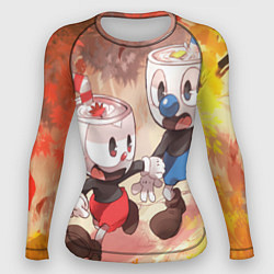 Рашгард женский Осенняя Прогулка Чашек Cuphead, цвет: 3D-принт