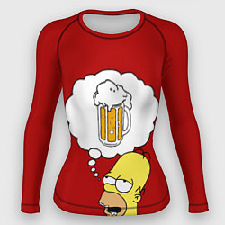 Рашгард женский Гомер думает о пиве Симпсоны Simpsons, цвет: 3D-принт