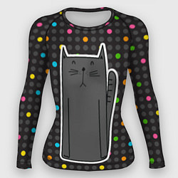 Рашгард женский Черный длинный котик, цвет: 3D-принт