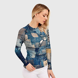 Рашгард женский Patchwork Jeans Осень Зима 2023, цвет: 3D-принт — фото 2