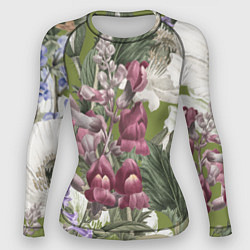 Рашгард женский Цветы Ностальгический Весенний Узор, цвет: 3D-принт