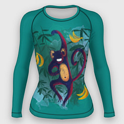 Женский рашгард Веселая обезьяна на бирюзовом фоне