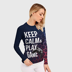 Рашгард женский KEEP CALM& PLAY GAME PATTERN HEXAGONAL, цвет: 3D-принт — фото 2