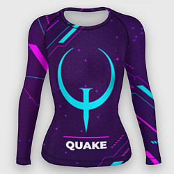 Рашгард женский Символ Quake в неоновых цветах на темном фоне, цвет: 3D-принт