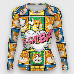 Рашгард женский Pop art shiba inu, цвет: 3D-принт