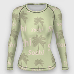 Рашгард женский Пальмы на салатном фоне palm trees text, цвет: 3D-принт