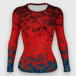 Рашгард женский Абстрактный узор мраморный красно-синий, цвет: 3D-принт
