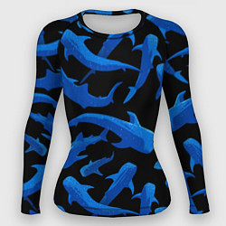 Рашгард женский Стая акул - паттерн, цвет: 3D-принт