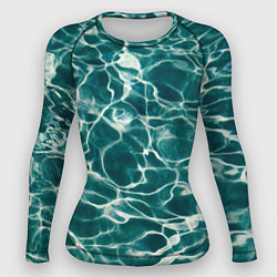 Рашгард женский Абстрактные волны в воде - Тёмно-зелёный, цвет: 3D-принт