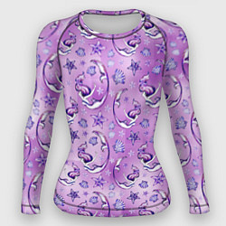 Рашгард женский Танцующие русалки на фиолетовом, цвет: 3D-принт
