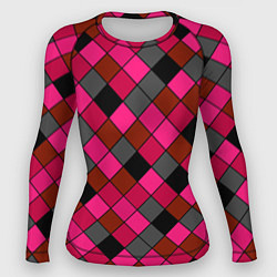 Рашгард женский Розово-красный геометрический узор, цвет: 3D-принт