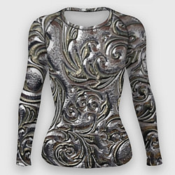 Рашгард женский Растительный орнамент - чеканка по серебру, цвет: 3D-принт