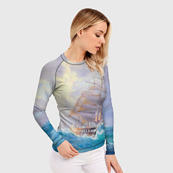 Рашгард женский Фрегат в штормовом океане, цвет: 3D-принт — фото 2