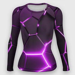 Рашгард женский Фиолетовые неоновые геометрические плиты, цвет: 3D-принт