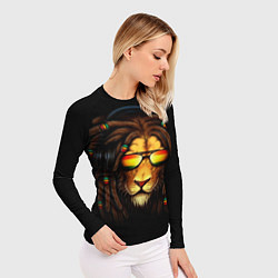 Рашгард женский Лев в наушниках с дредами, цвет: 3D-принт — фото 2