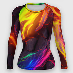 Рашгард женский Neon rainbow lava, цвет: 3D-принт