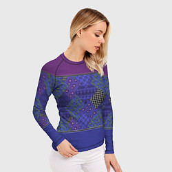 Рашгард женский Combined burgundy-blue pattern with patchwork, цвет: 3D-принт — фото 2