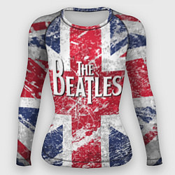 Рашгард женский The Beatles - лого на фоне флага Великобритании, цвет: 3D-принт